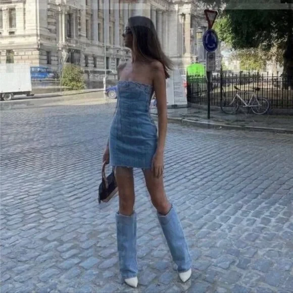 NWT Zara Denim Mini Dress - Picture 15 of 17